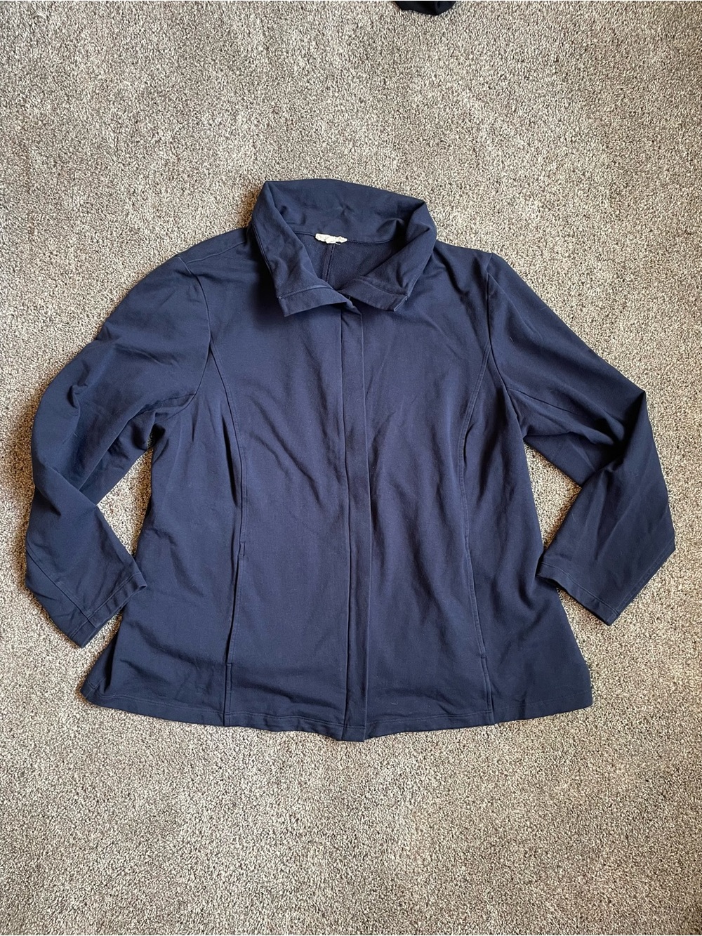 Eileen Fisher Navy Relaxed Cotton Stretch Jacket Full Zip 2X